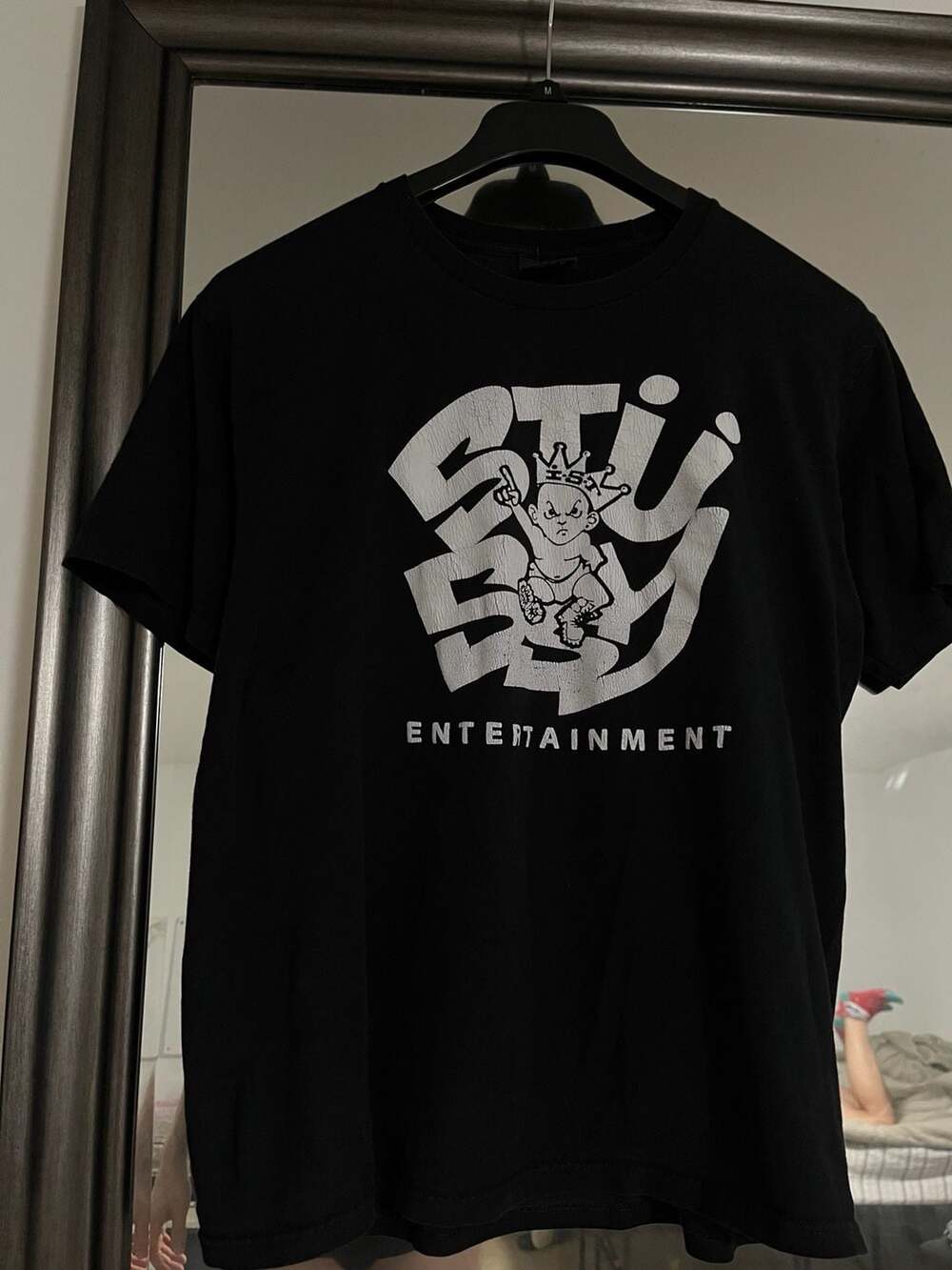 Stussy Entertainment T-Shirt Size M Black Graphic Tee  rare vtg box logo japan v